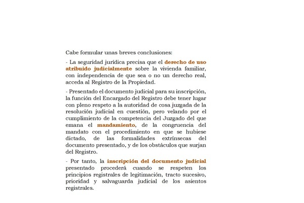 ATRIBUCIÓN USO DE LA VIVIENDA Y REGISTRO DE LA PROPIEDAD.